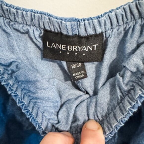 Lane Bryant Off Shoulder Summer Dress Chambray Sleeveless Size 18/20 Cotton - Picture 2 of 5